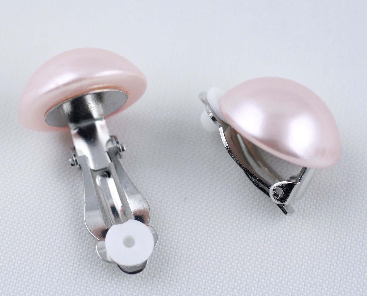 Earring Findings Silver Clip On Button with Rubber Pad