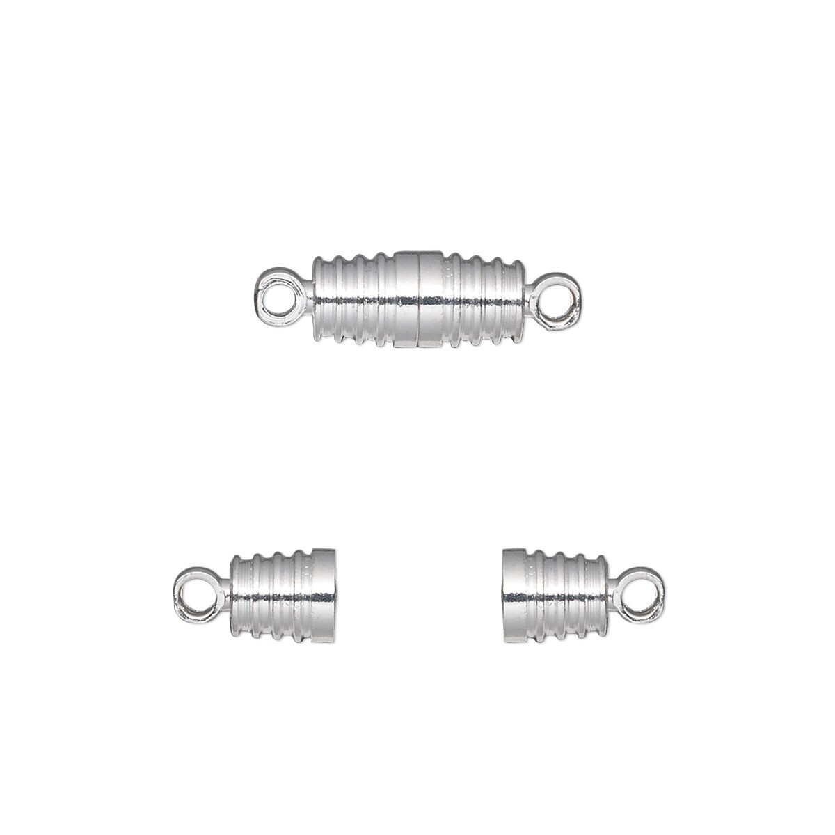 Clasp, Silver Plated Brass 11x5mm Ribbed Oval Magnetic Clasps