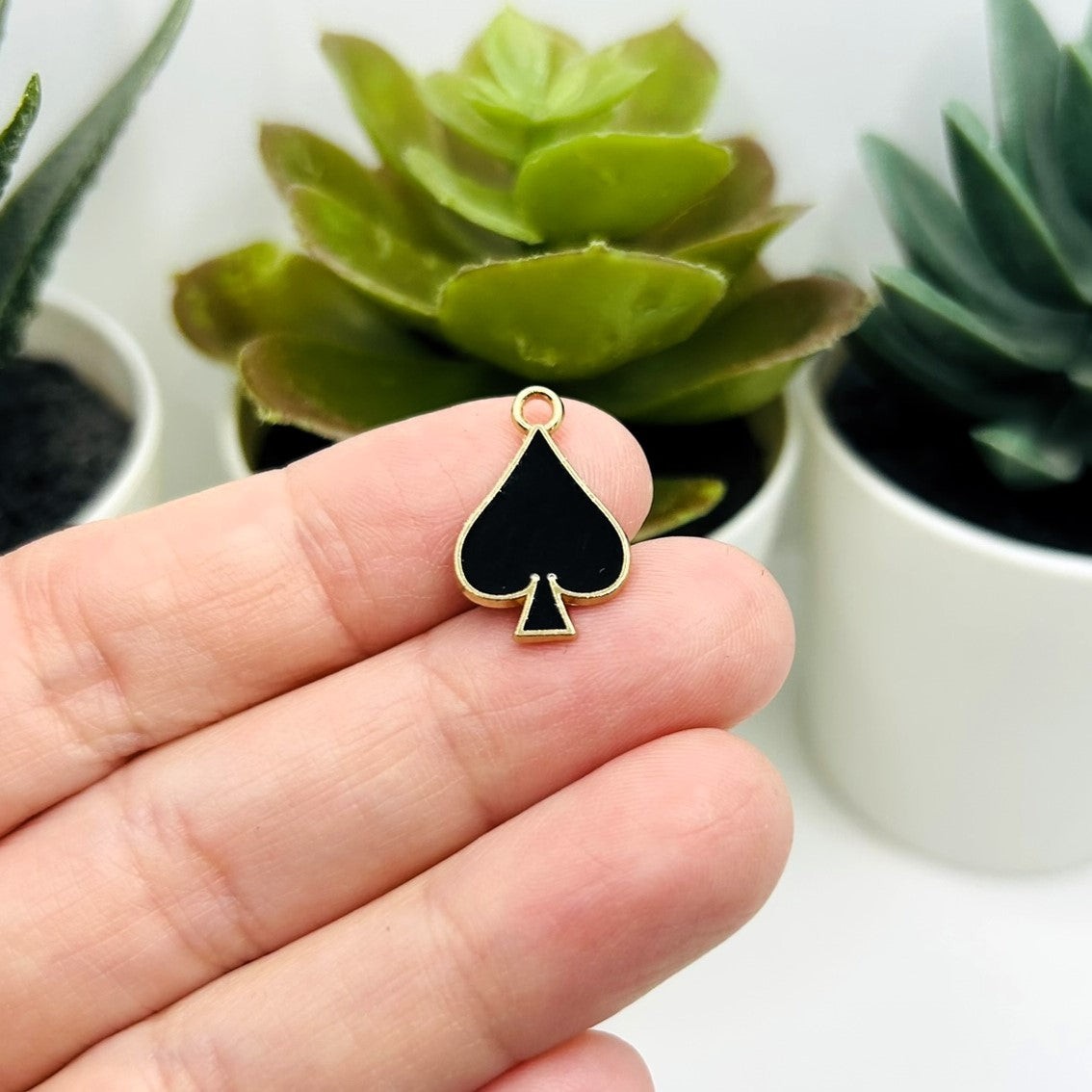 Black Playing Card Spade Charms, 18.5×12.5mm – US Seller