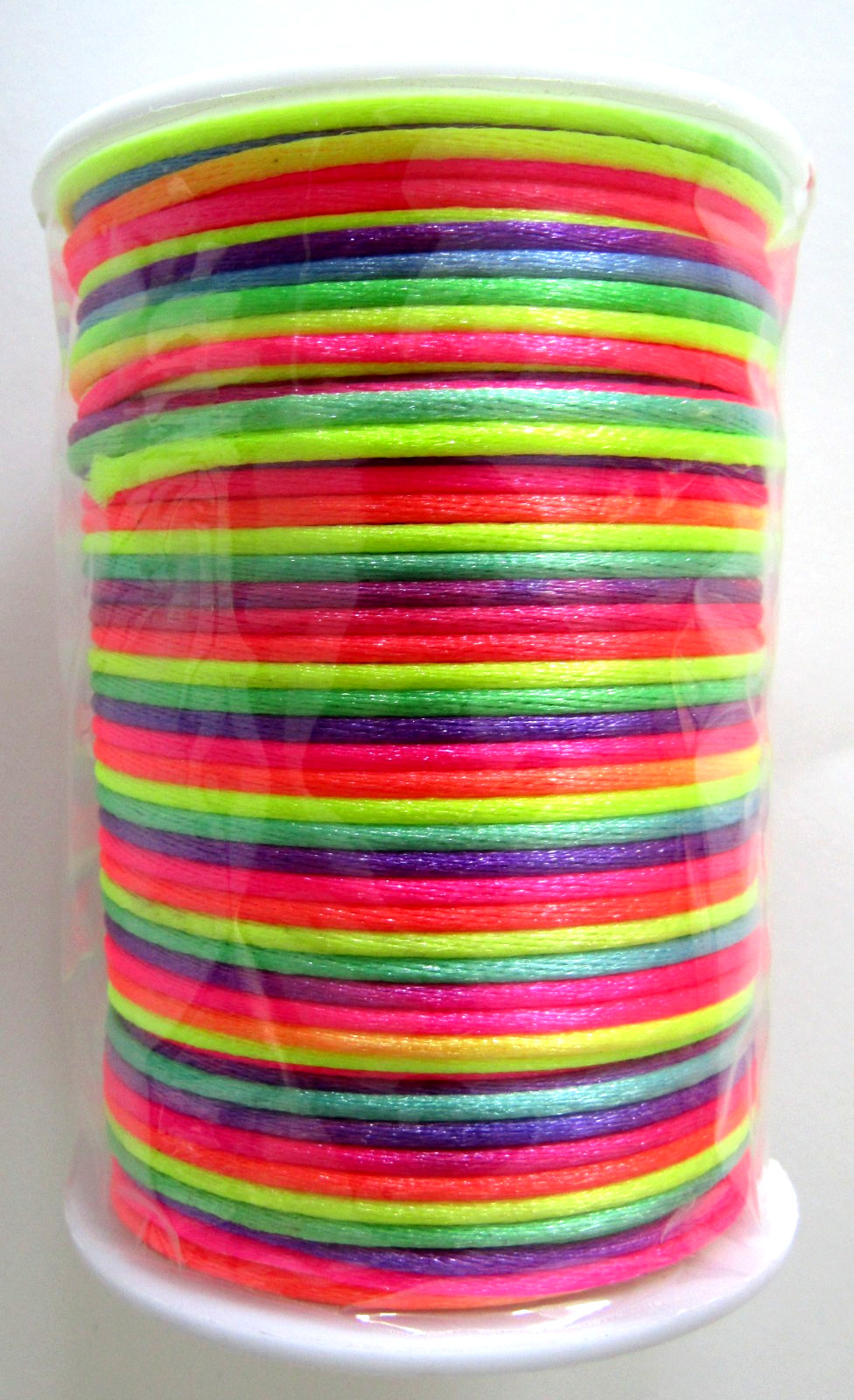 2mm x 100 Yard RAINBOW Rattail Satin Polyester Trim Beading Cord Jewelry Macramé