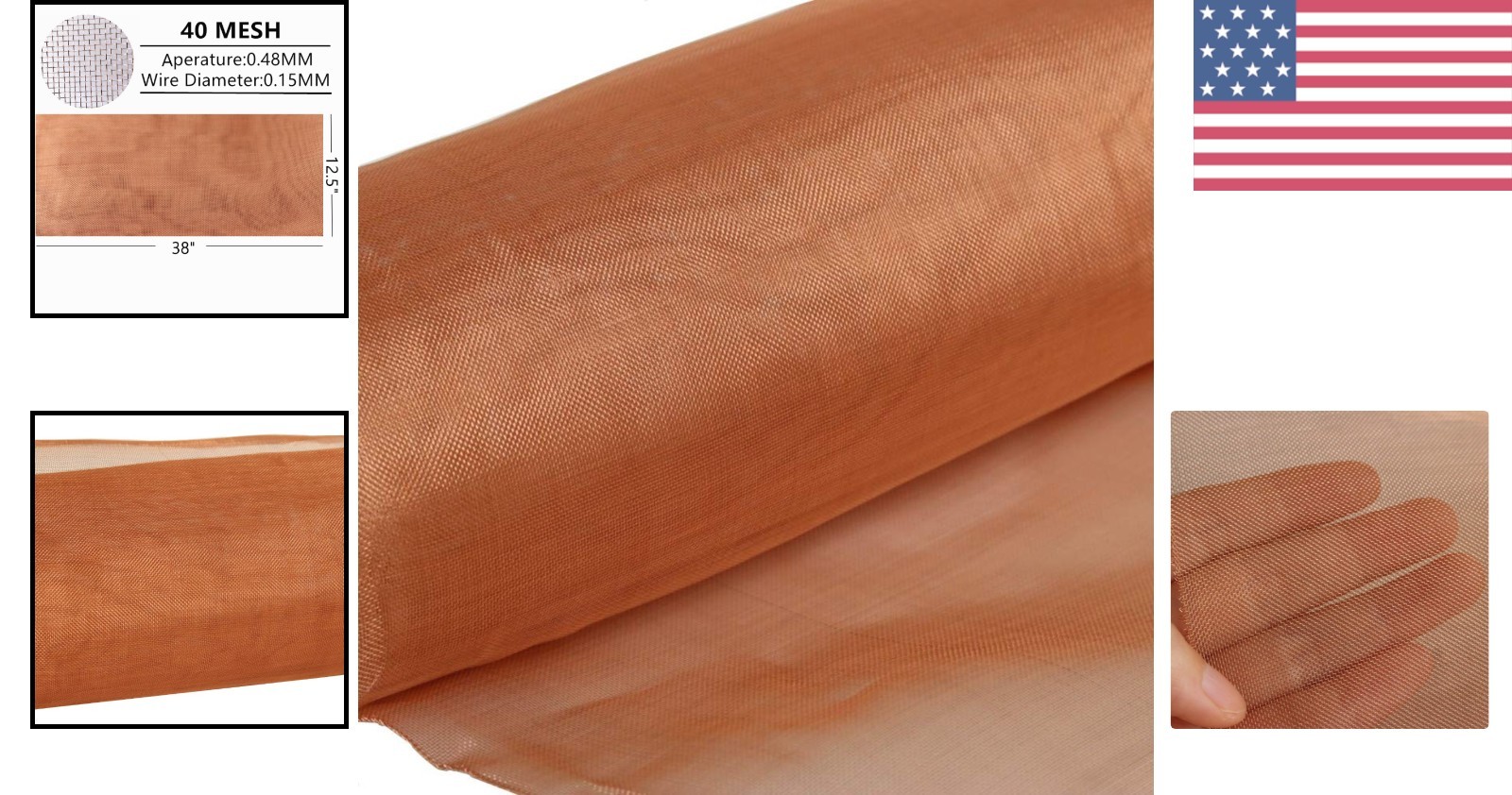 Commercial Grade 40 Mesh Copper Wire Screen – 12.5″ x 38″ for Crafts & Gardening