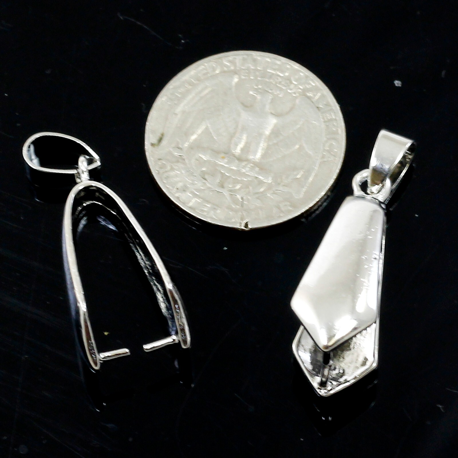 Silver Bail Large 25x10mm Connect Pendant 2pcs Lead-Free Jewelry Findings DFD23