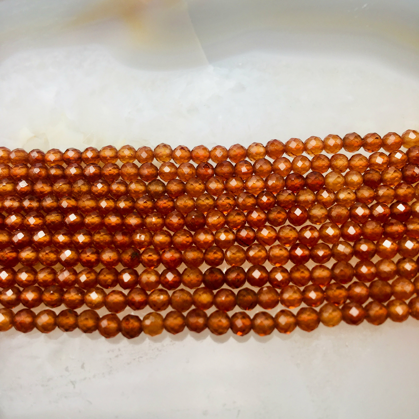Natural Hessonite Orange Garnet Faceted Round Beads 2.5mm 3mm 4mm 5mm 15.5″ Strd