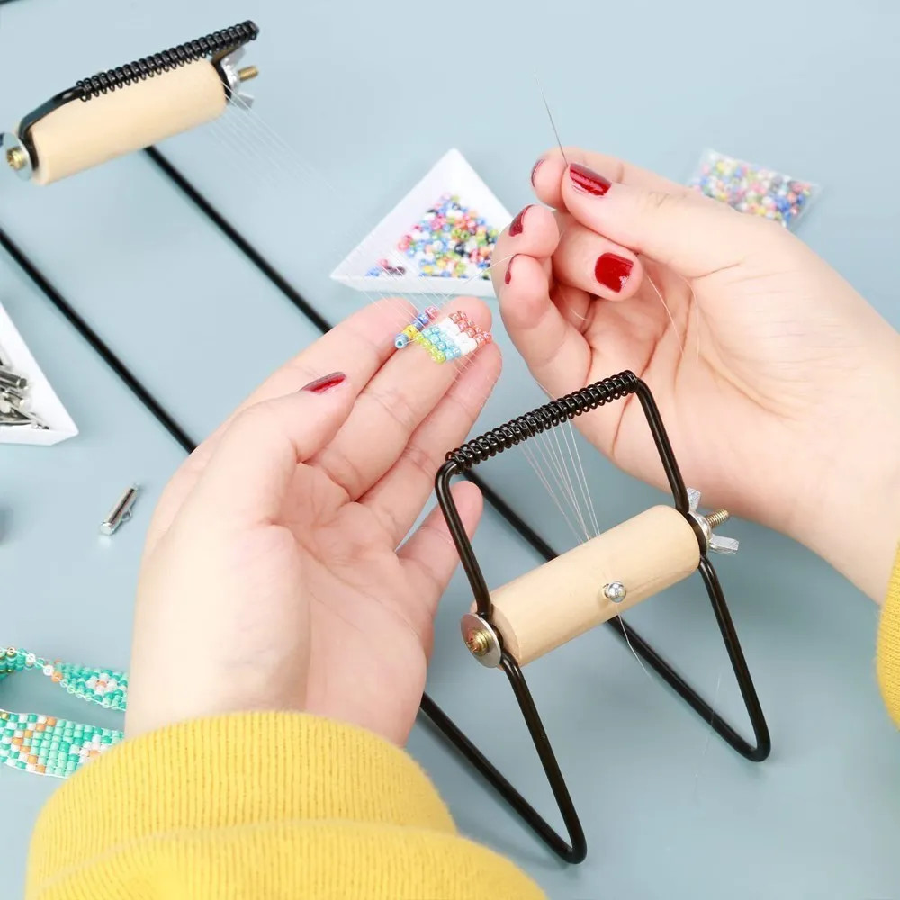 Weaving Beading Loom Easy to Use DIY Tool with Elastic Band Charm Czech Glass