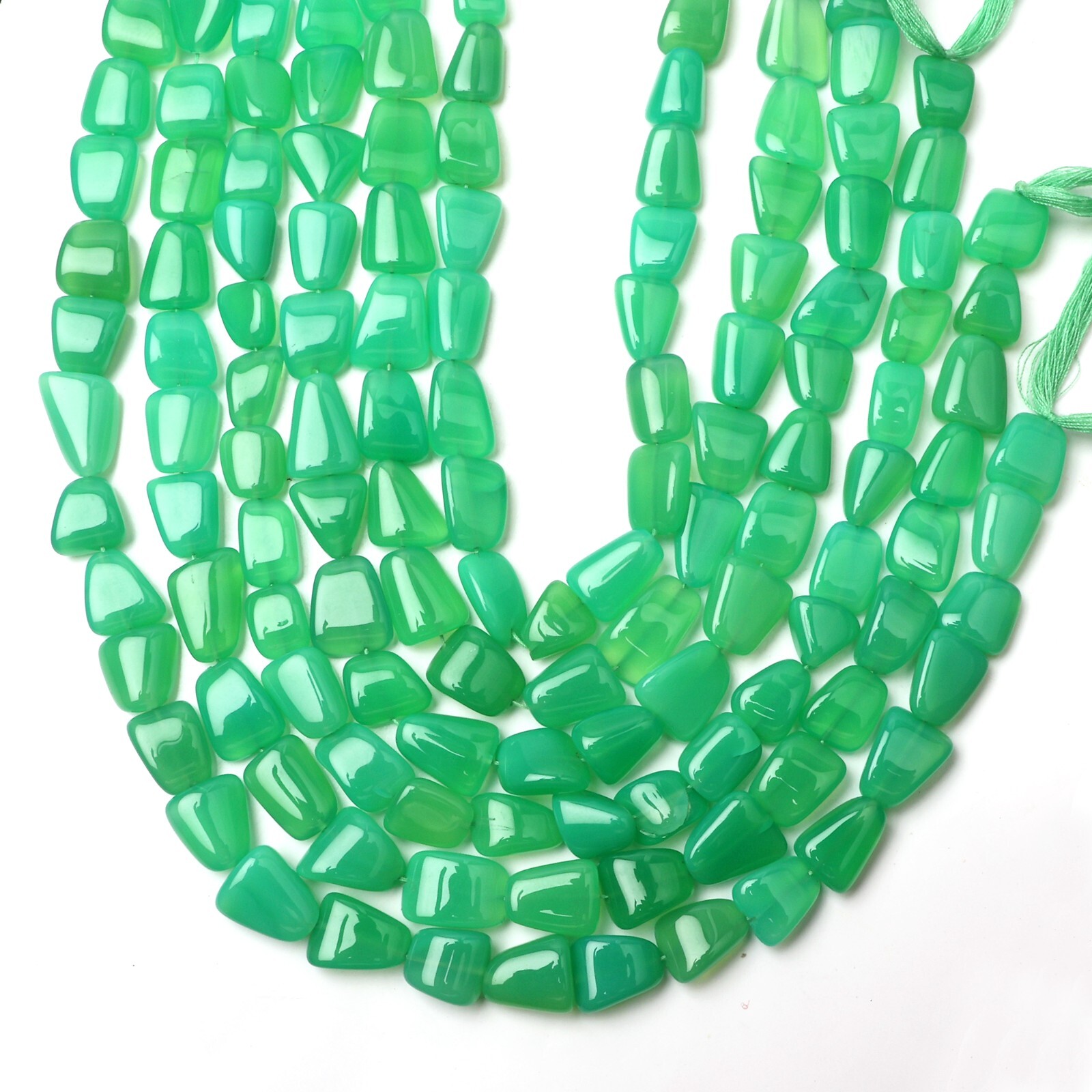 Natural Chrysoprase Beads 8 Inch Strand 7X10-11X15 MM Beads Smooth Tumble Beads