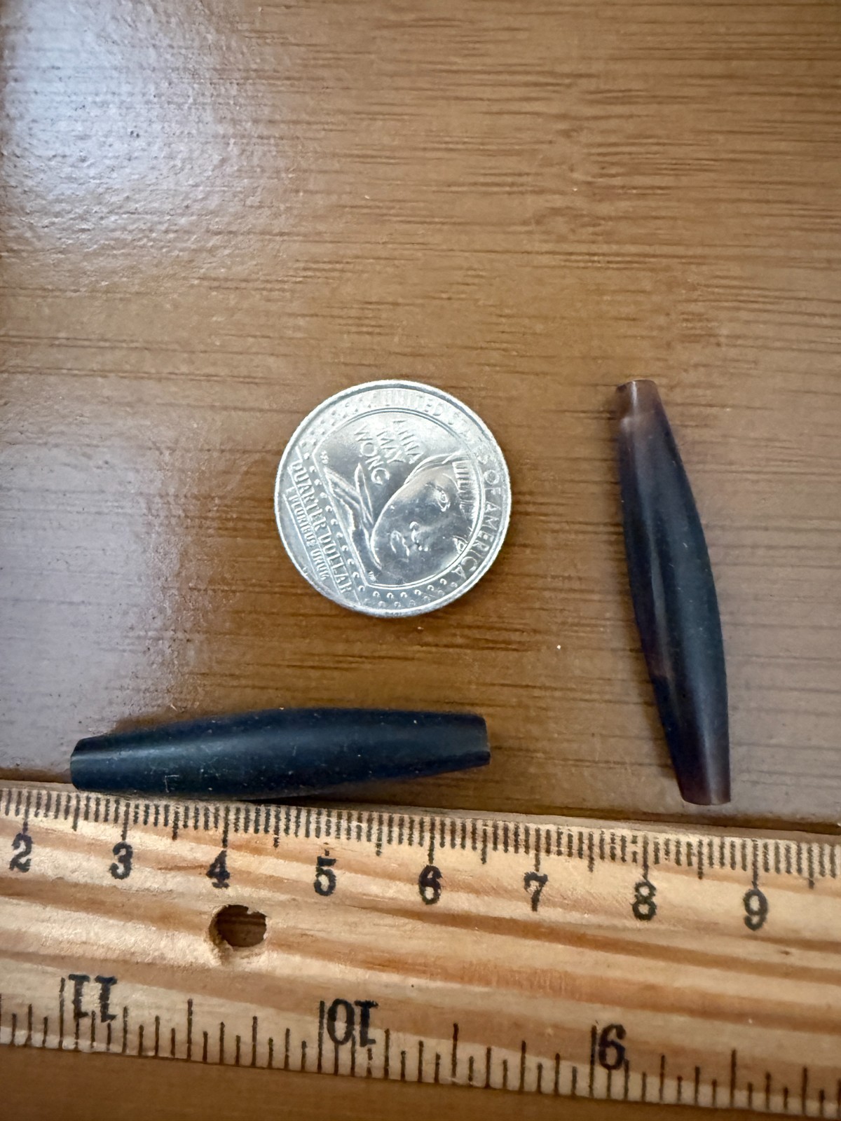 10 Beads Black Buffalo Bone Hair Pipe Tube Beads 1 1/2″