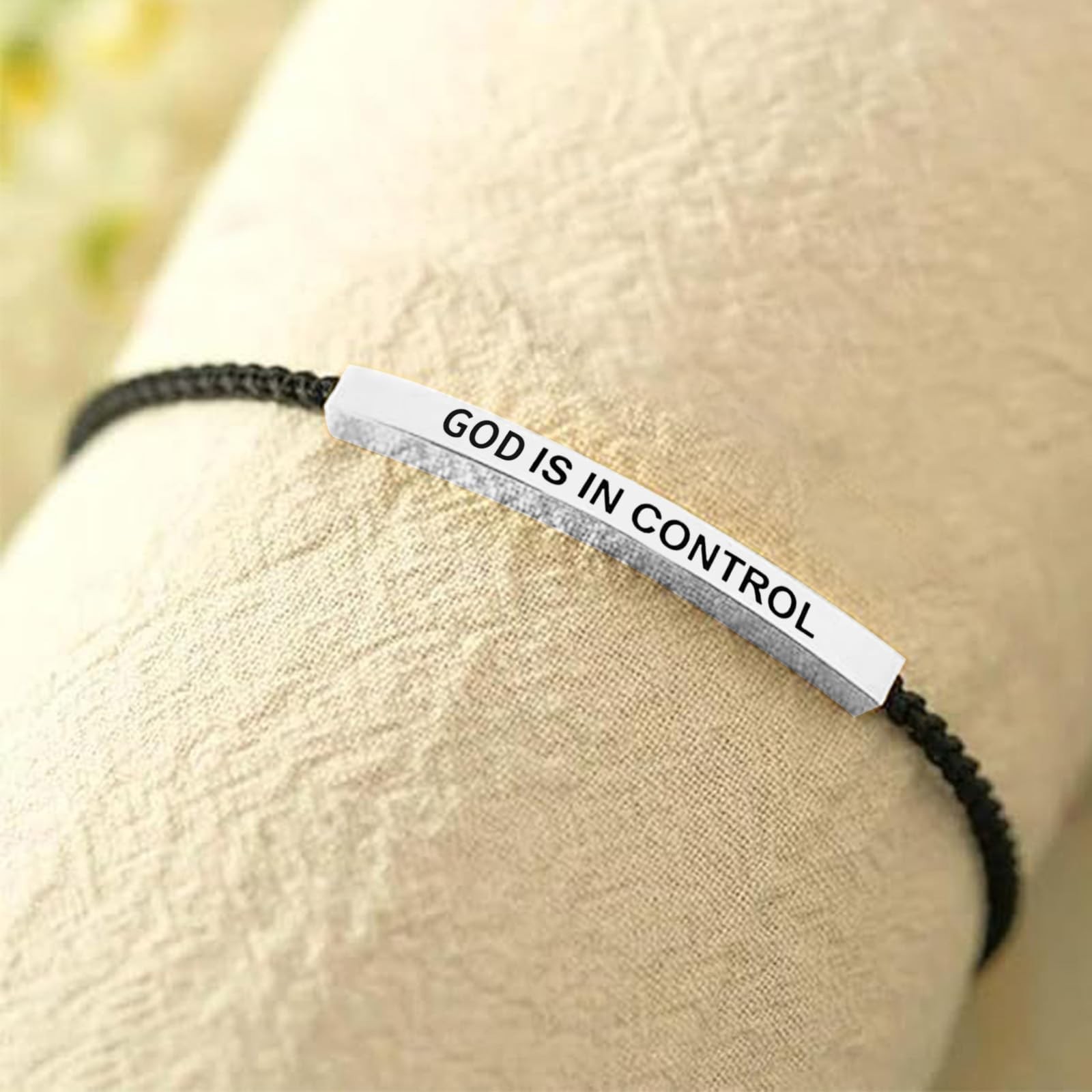 God is in Control Bracelet Inspirational Gifts for Women Braided String Tub – 01