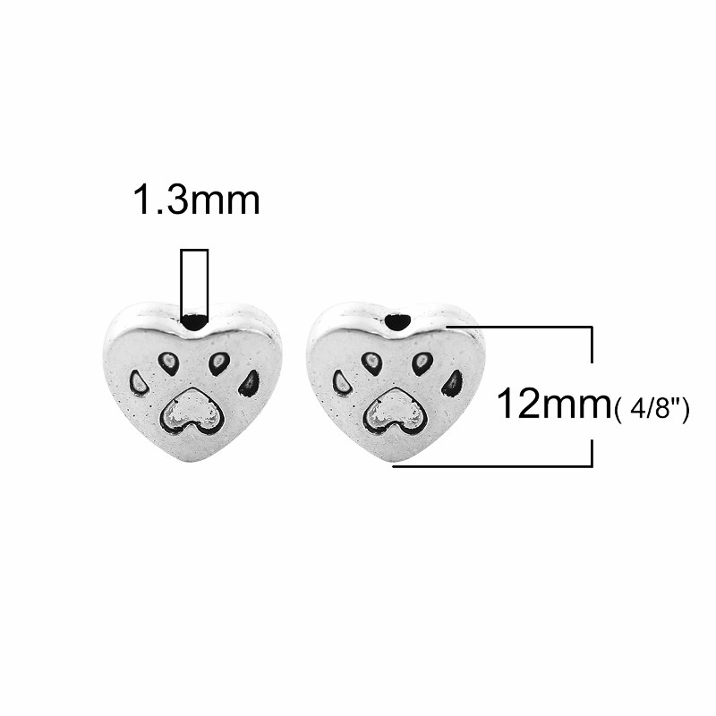 Animal Paw Print 12mm Antique Silver Plated Spacer Beads B1231 – 10, 20 Or 50PCs
