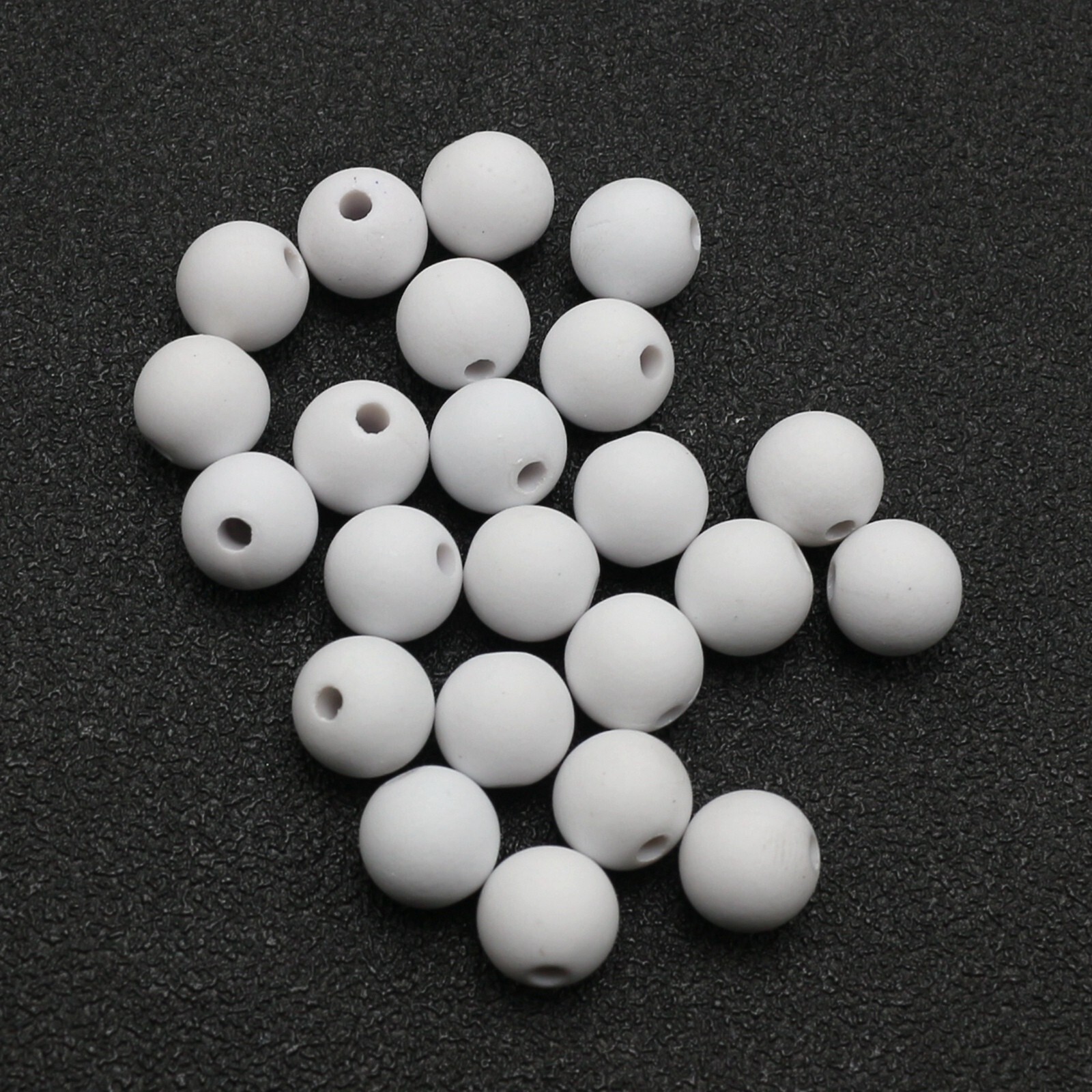 500 Matte White Color Acrylic Round Beads 10mm(3/8″) Rubber Tone
