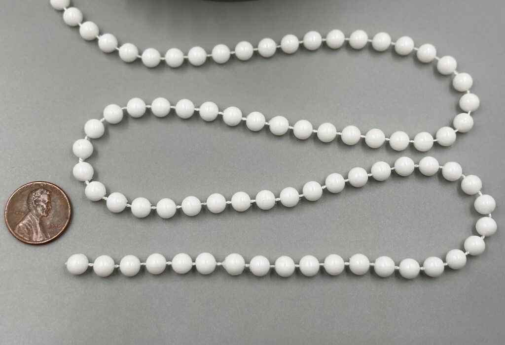 15 FEET VINTAGE WHITE ACRYLIC ROUND BEADED BALL CHAIN – CRAFTING DIY JEWELRY X86