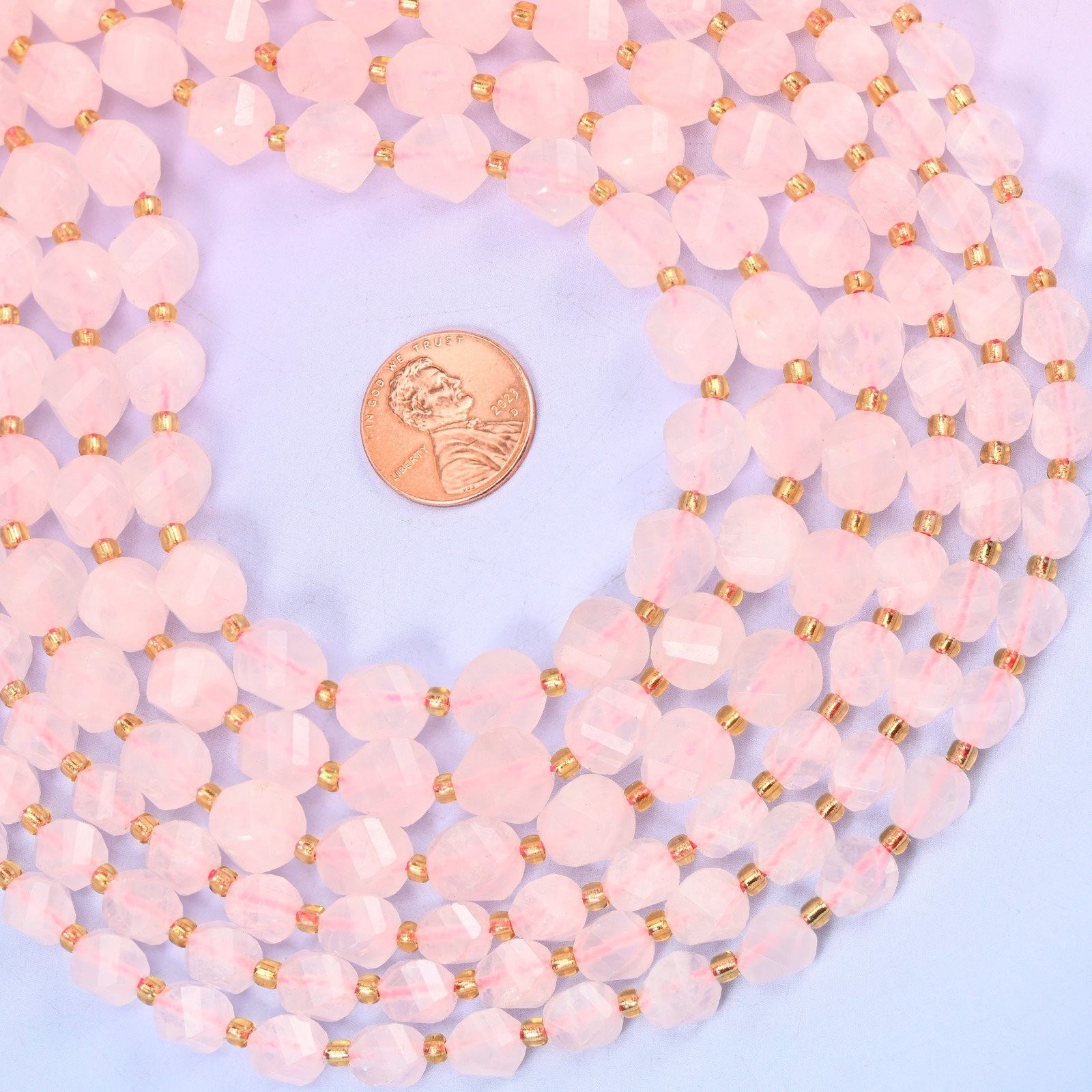 Rose Quartz Faceted Spiral Twist Beads: Size 8mm 10mm, Jewelry Making