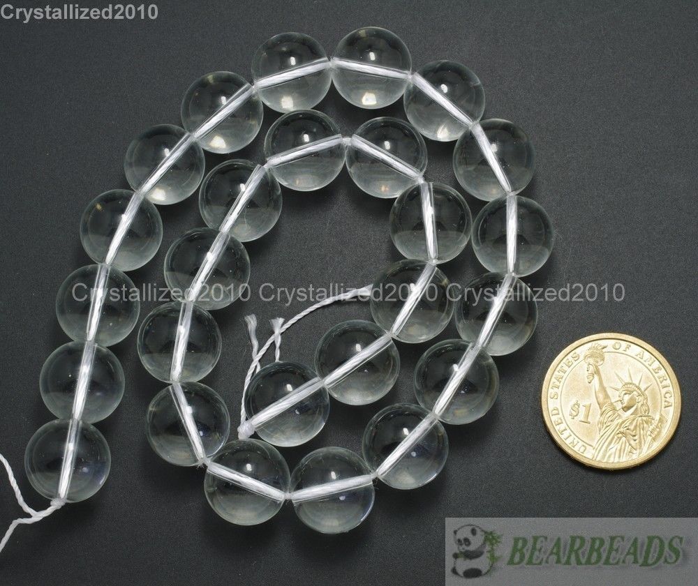 100pcs Clear Glass Crystal Quartz Gemstones Smooth Round Ball Spacer Beads Pick
