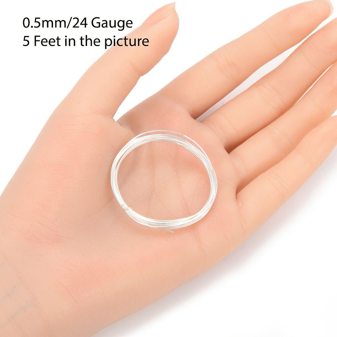 10 Feet Authentic Sterling Silver Jewelry Wire Half Hard Round Beading Wire (…