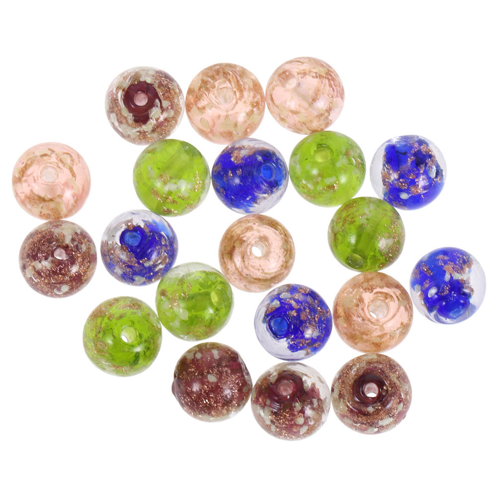 20 Pcs Round Beads for Bracelets Large Hole Charms Fluorescent Mixed Glass