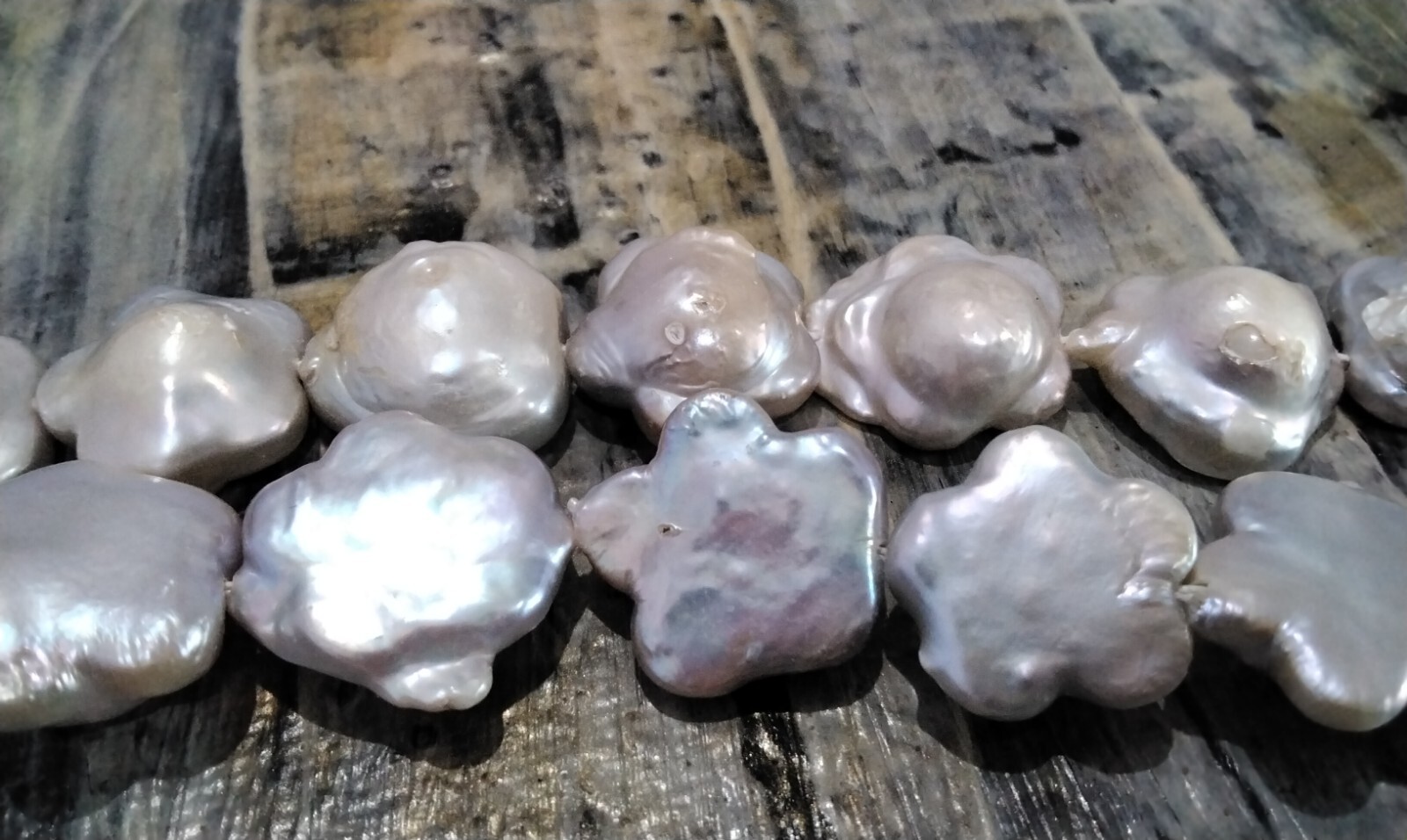 Nat Keshi Pearl, Flower Shape, 14-19×15-17×7-8mm, Approx 24 Pce, Free Post OZ
