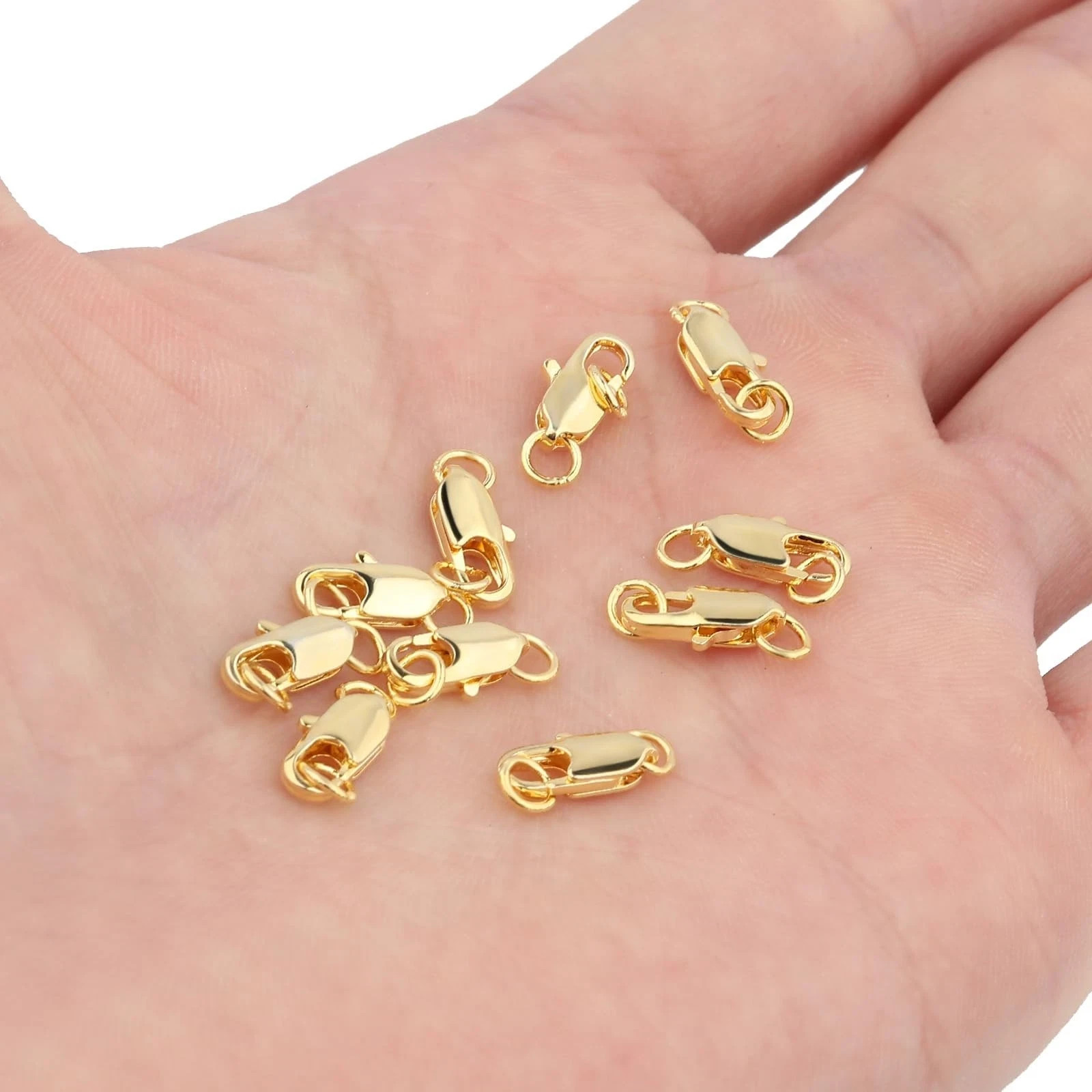 10Pcs 18k Gold Lobster Claw Clasp Filled with Closed Jump for Jewelry Making