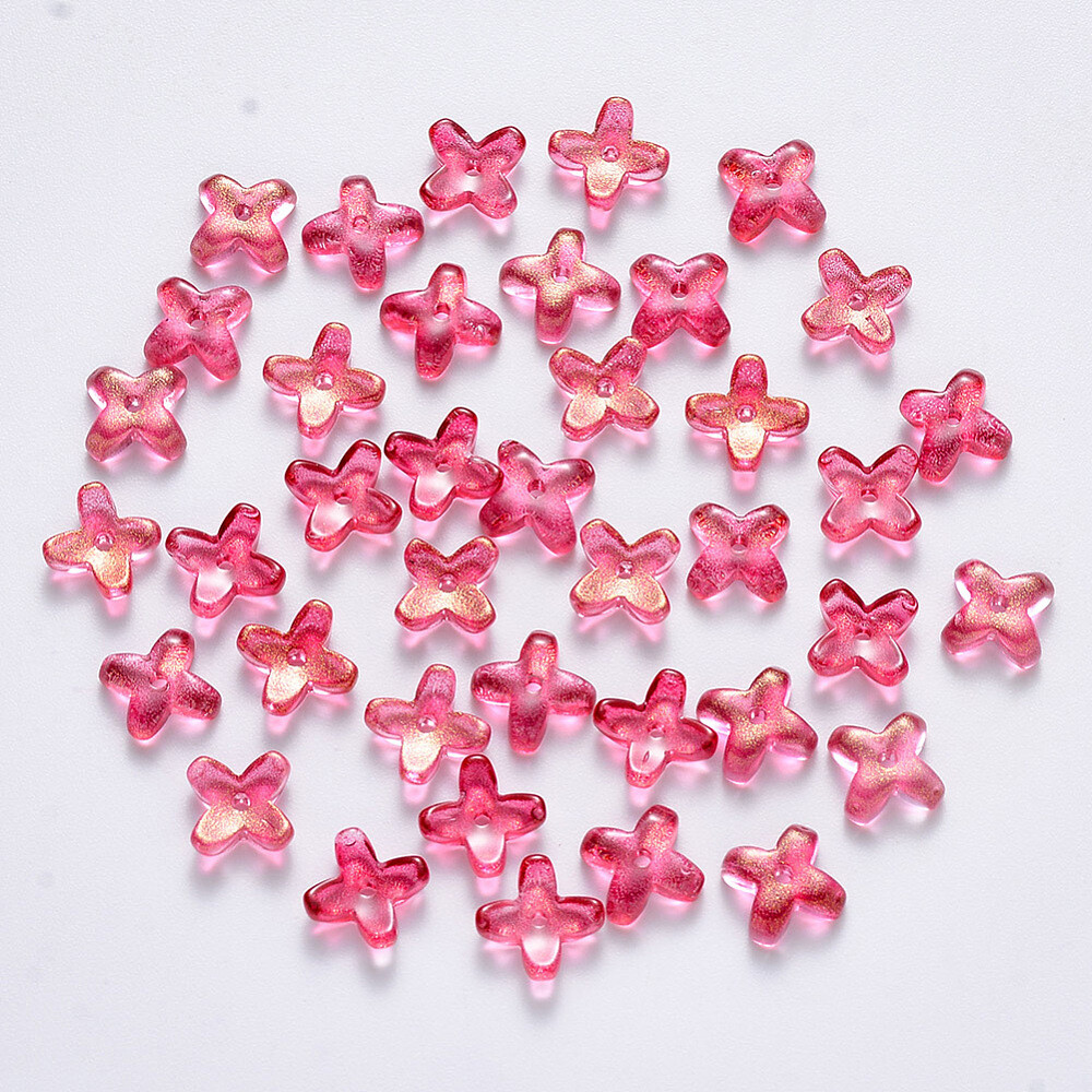 100x Spray Glass Glitter Powder Clover Spacer Bead Cap End for Jewelry Making