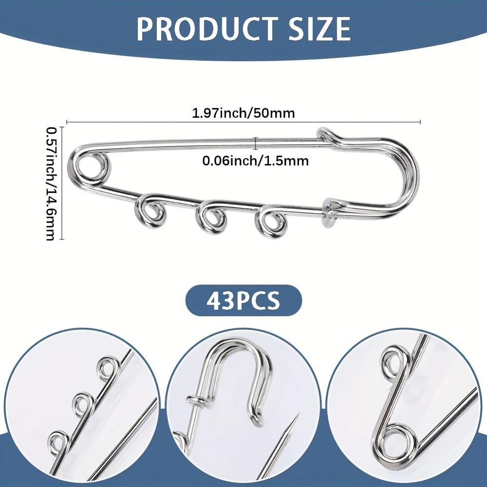 Durable Resilient Easy-To-Use Functional All-Outfit 43-Piece Metal Alloy Pin Set