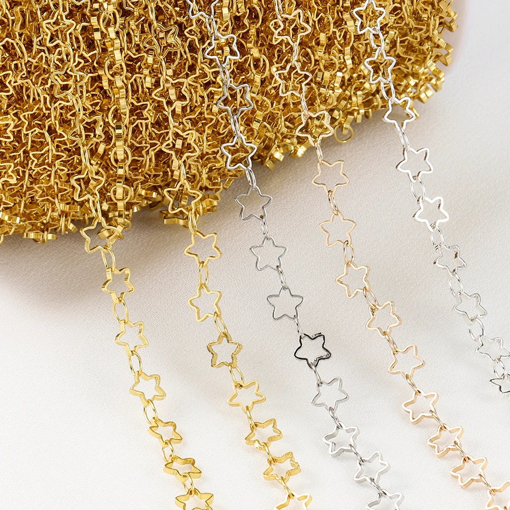 1Meter Stainless Steel Gold Color Hollow Star Chains for DIY Necklace Bracelet C