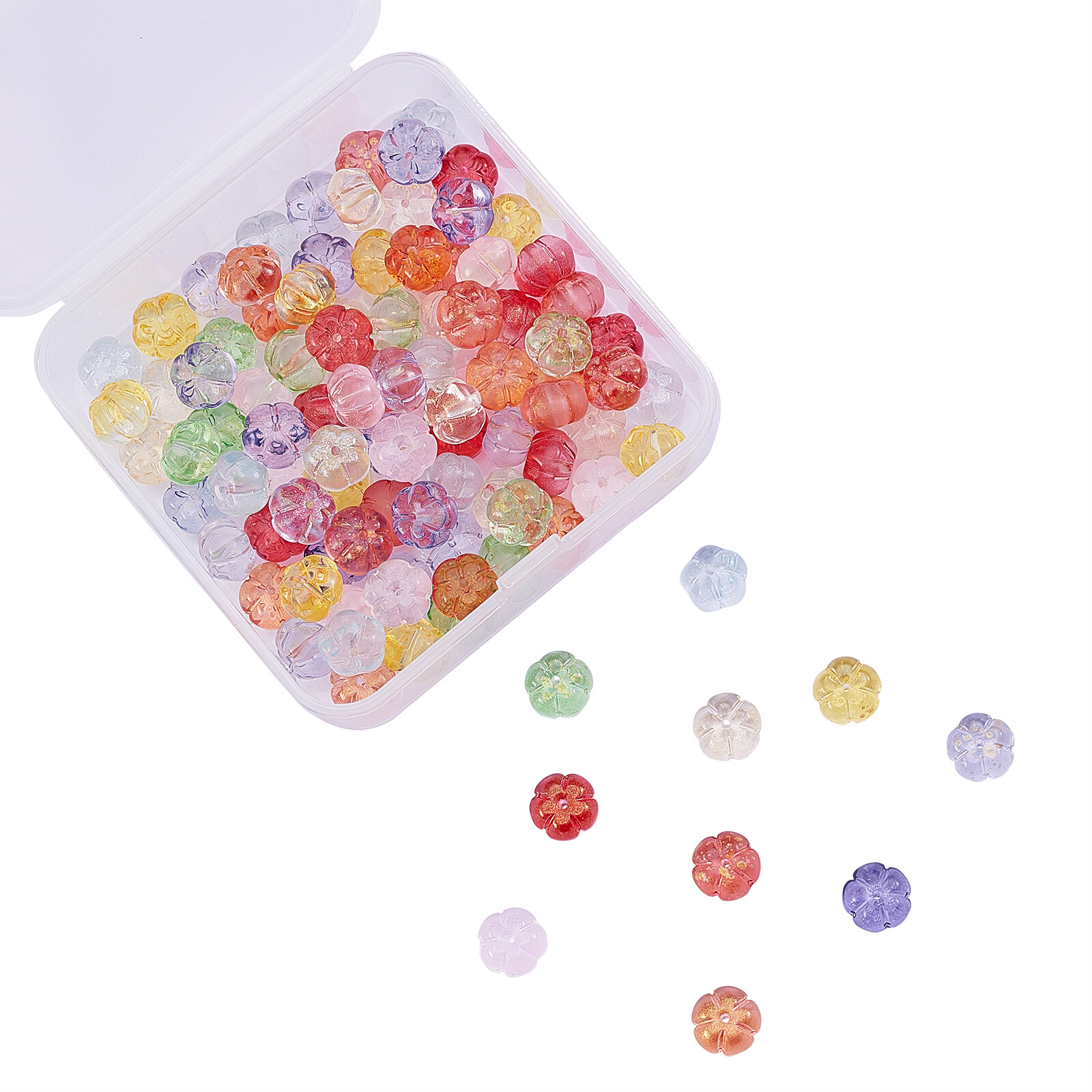 100x Pumpkin Shape Loose Bead Transparent Crystal Glass Beads for Jewelry Making