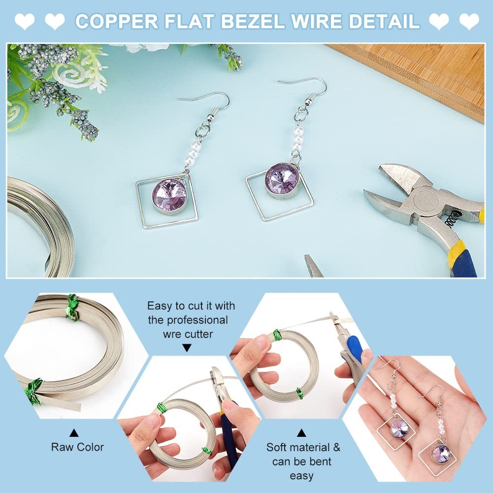 19.7 Feet 5Mm Wide Flat Bezel Wire, Nickel Silver & Platinum DIY Bezel Setting W