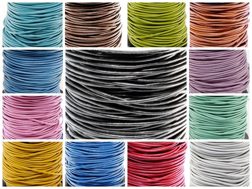 Premium Genuine Round Leather Cord Rope String Lace 2 MM 3/32″ – Choose Color