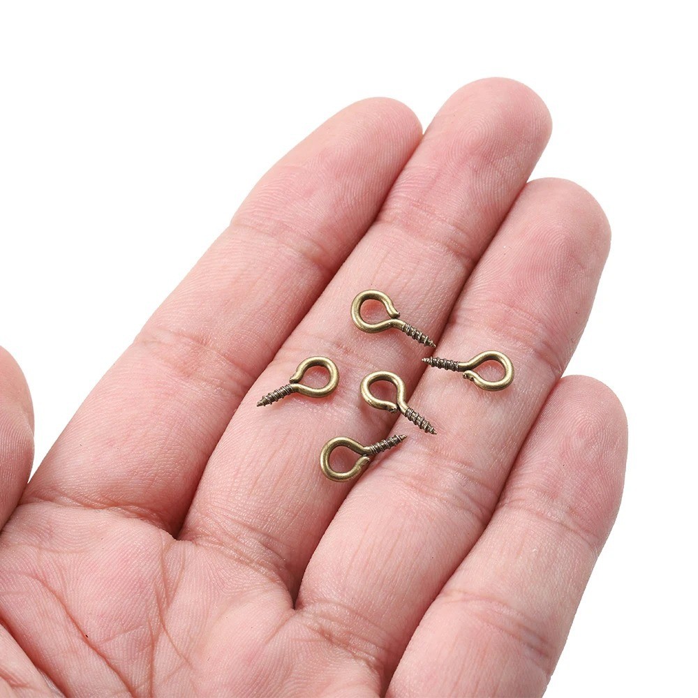 100-200Pcs Small Mini Screw Eye Pins Screw Eyelets Hooks Gold Jewelry Making DIY
