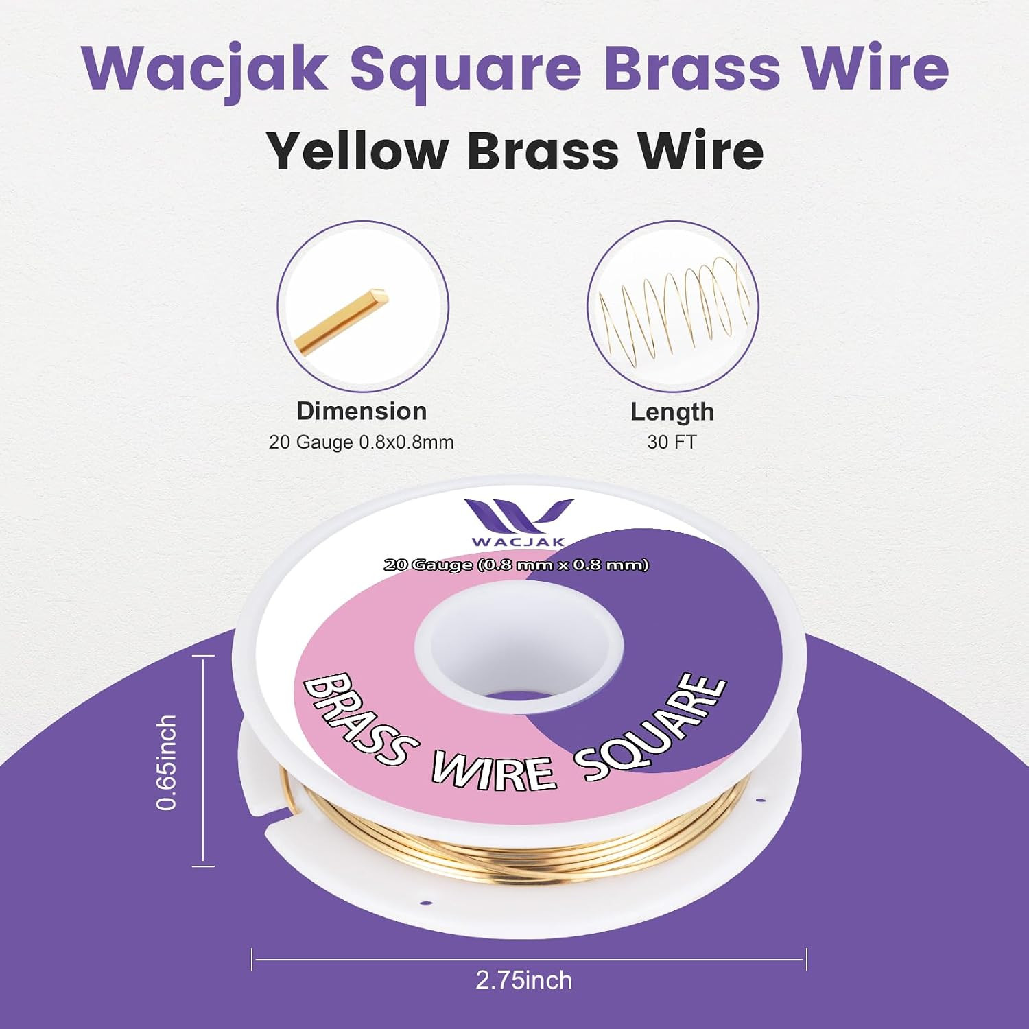 Square Brass Wire 20Ga, 30Ft – Versatile Raw Brass for Metalworking & Jewelry