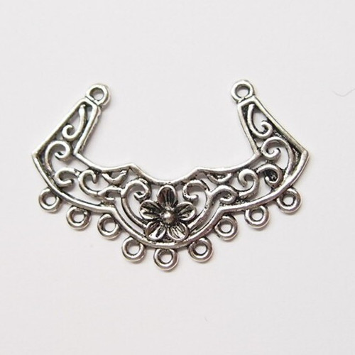 30 Vintage Antique Silver Art Deco Floral Scroll Jewelry Connectors 39x27mm USA
