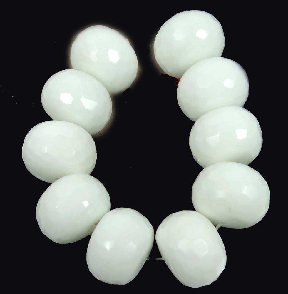 18x13mm White Natural Quartz Faceted Rondelle Beads (10pcs)