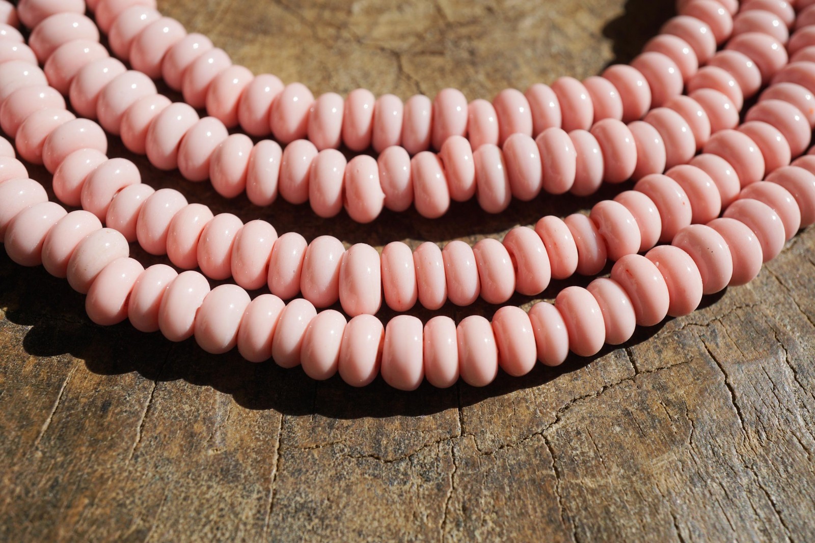 Pink Java Glass Beads (6-7mm) Donut Shape Artisan Made (2879A578) Indonesian