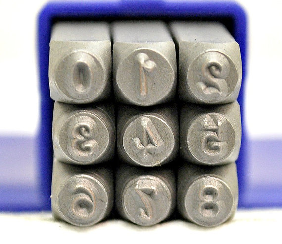 SUPPLY GUY Script/Kristen/Modern/Typewriter or Dotz Font Metal Stamp Number Set