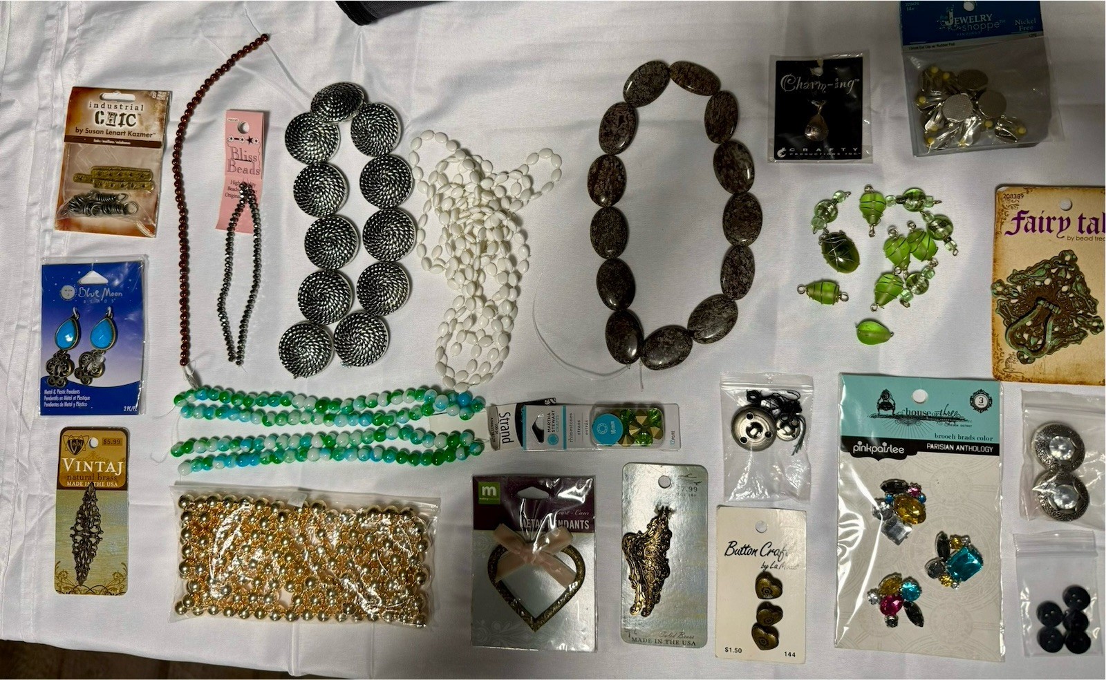 DeStash Lot 1: Findings; Stone & Glass Beads; Jewelry Making Supplies, Tools+
