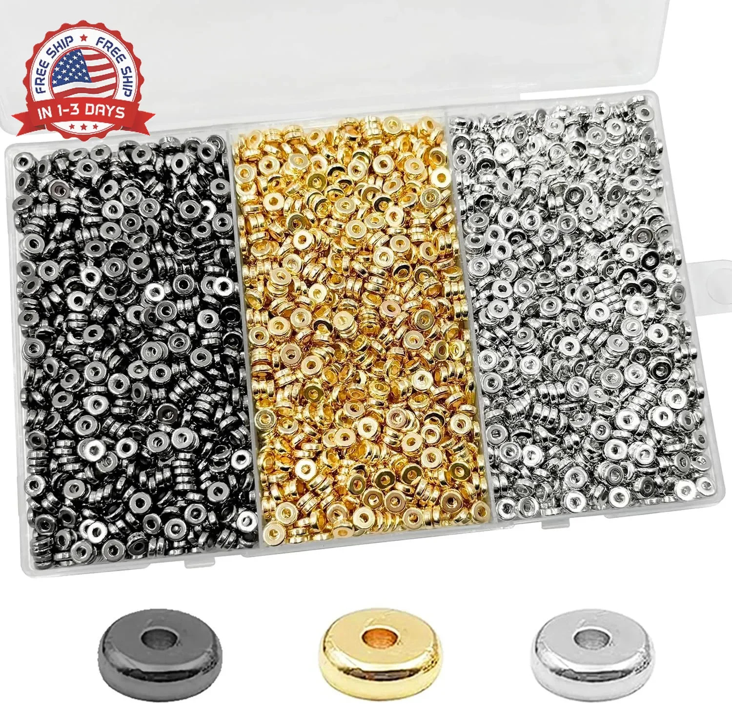 6mm Flat Round Spacer Beads, Clay Beads for Bracelets Making Kit, Heishi Polymer