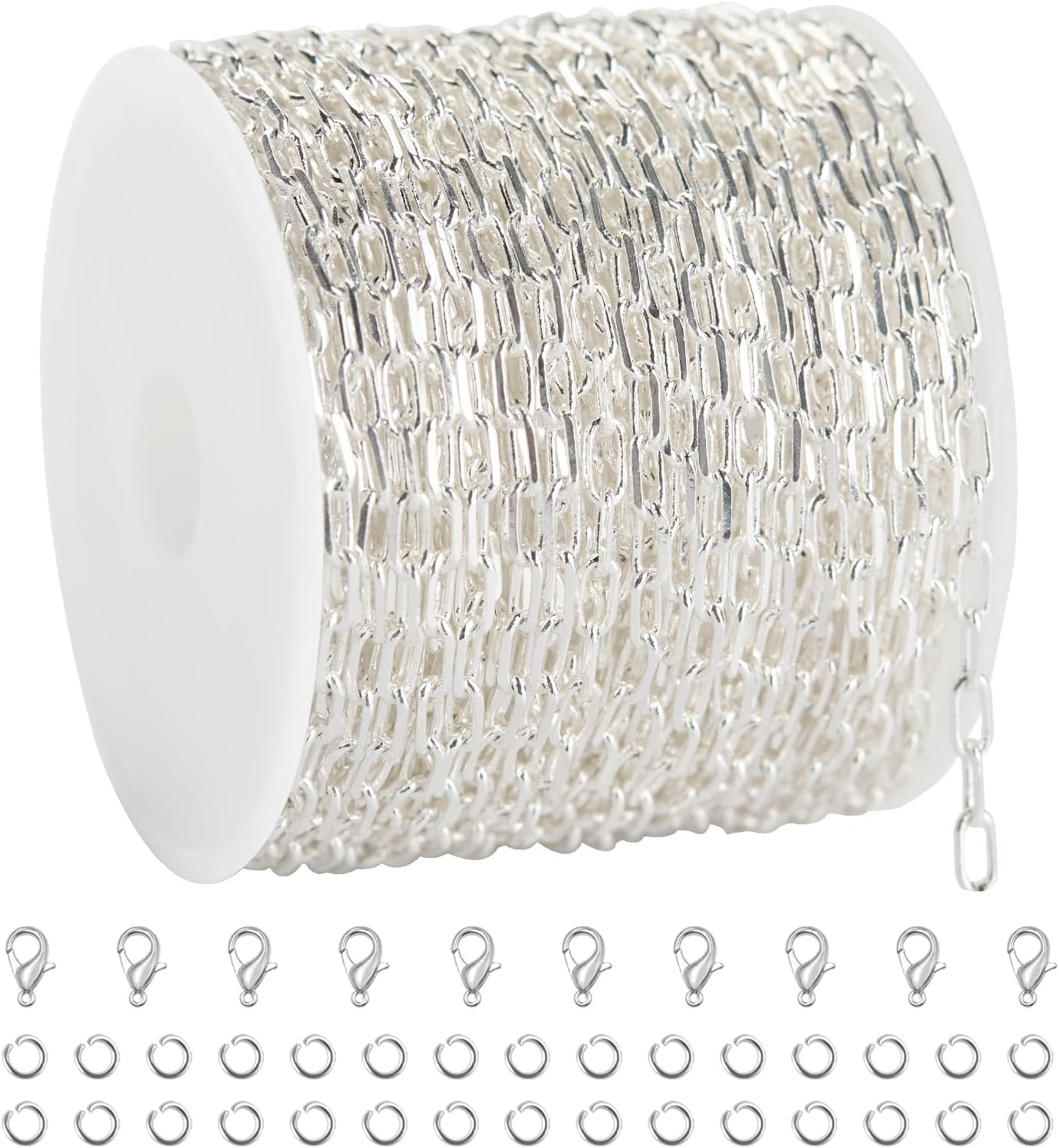 10 Meters Small Paperclip Chain Bulk Silver Plated Brass Jewelry Making Chains D