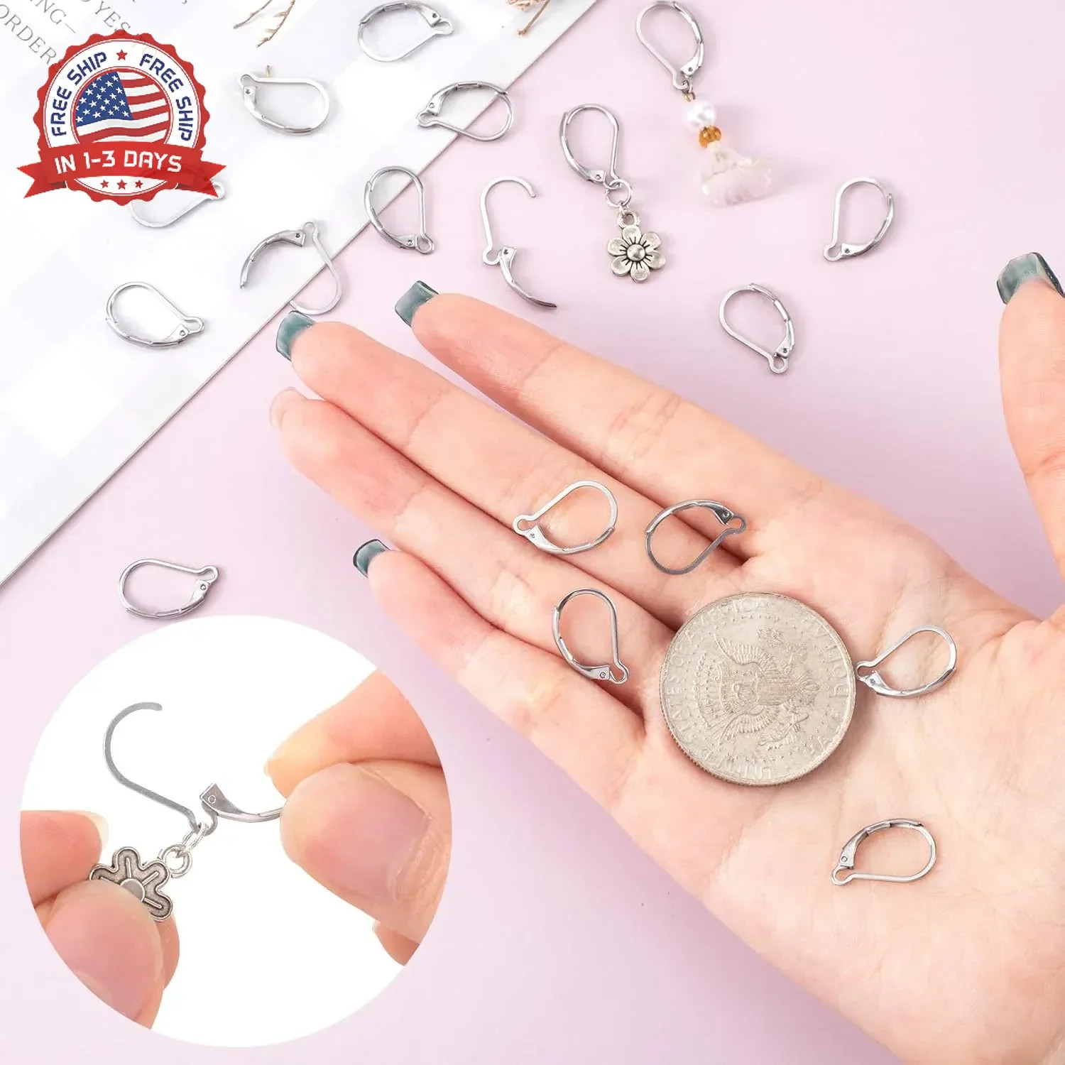 30 Pcs Leverback Earring Hooks, Stainless Steel Clasp Hoop, Hypoallergenic Dangl