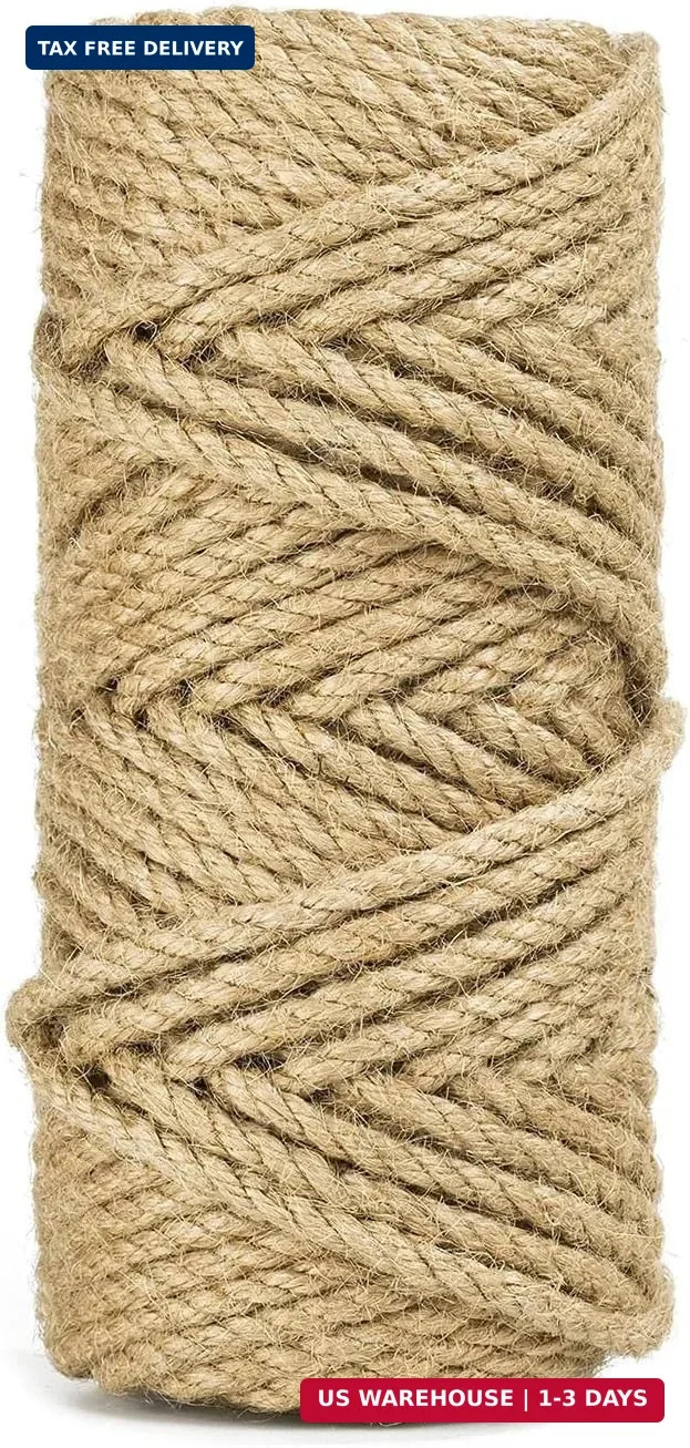 100 Feet 5Mm Jute Twine, Heavy Duty Jute Rope, Natural Hemp Rope for DIY Arts Cr
