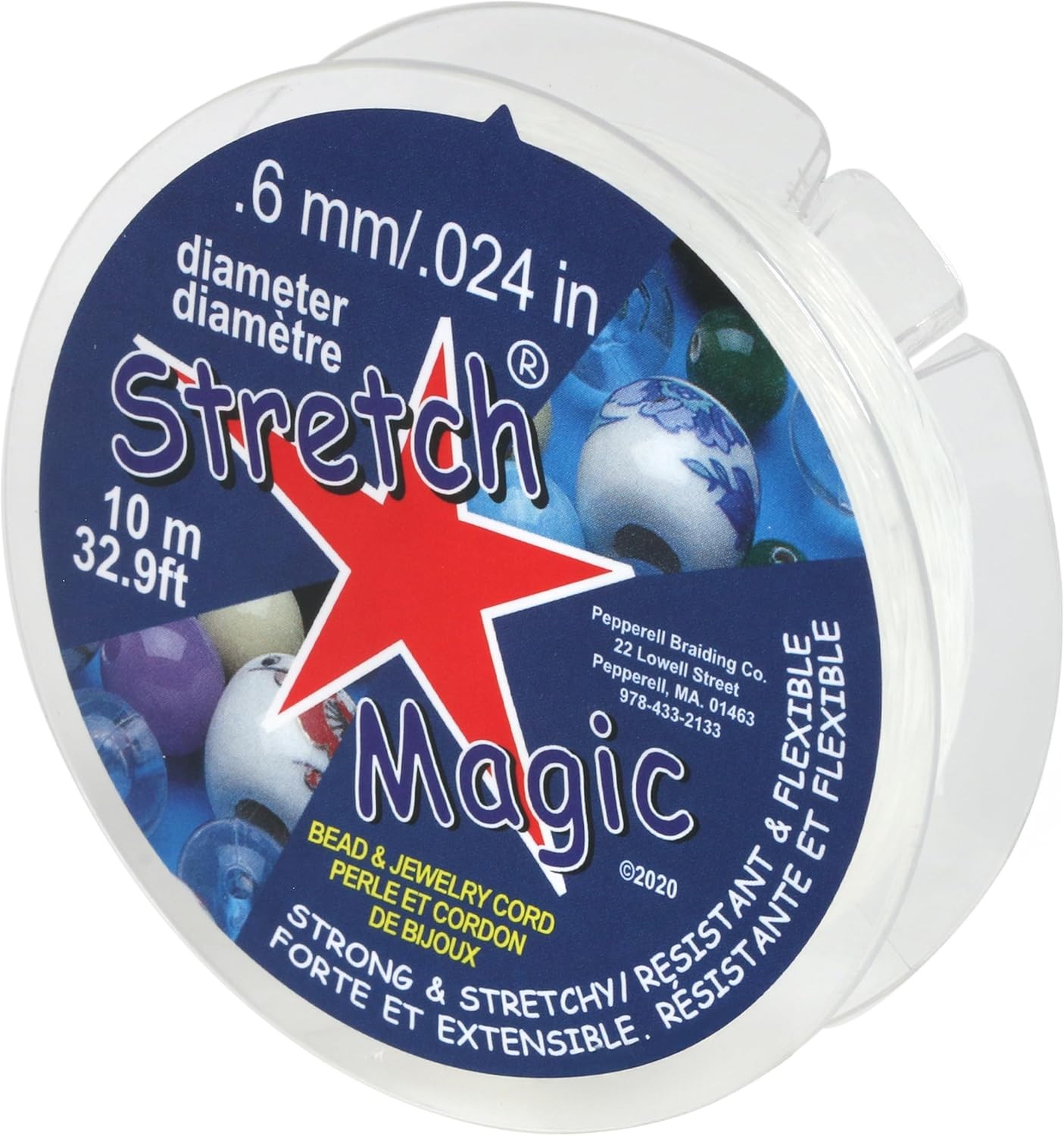 Elastic Beading Cord – Clear Color, 0.6mm in Diameter, 10-Meter (32 ft)