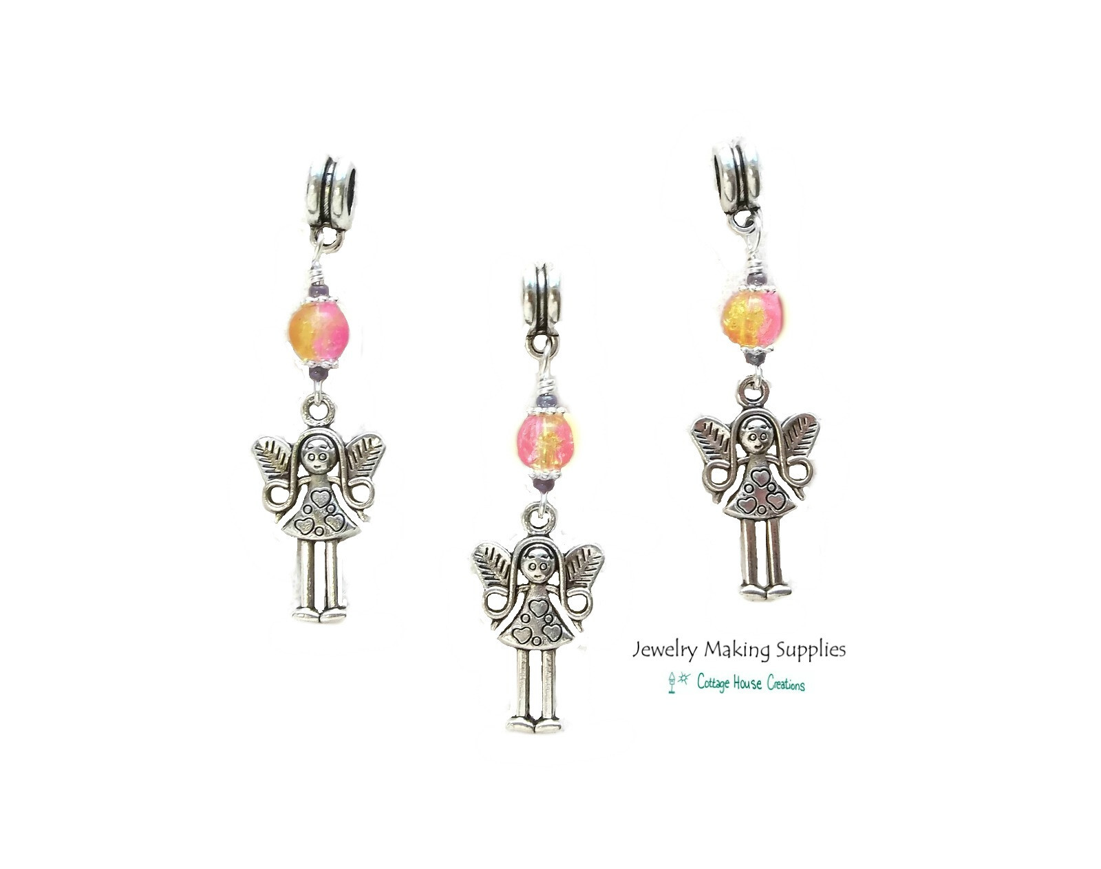 Fairy Girl Dangle Beaded Charms for DIY Jewelry Adult Crafting Large Hole Bead