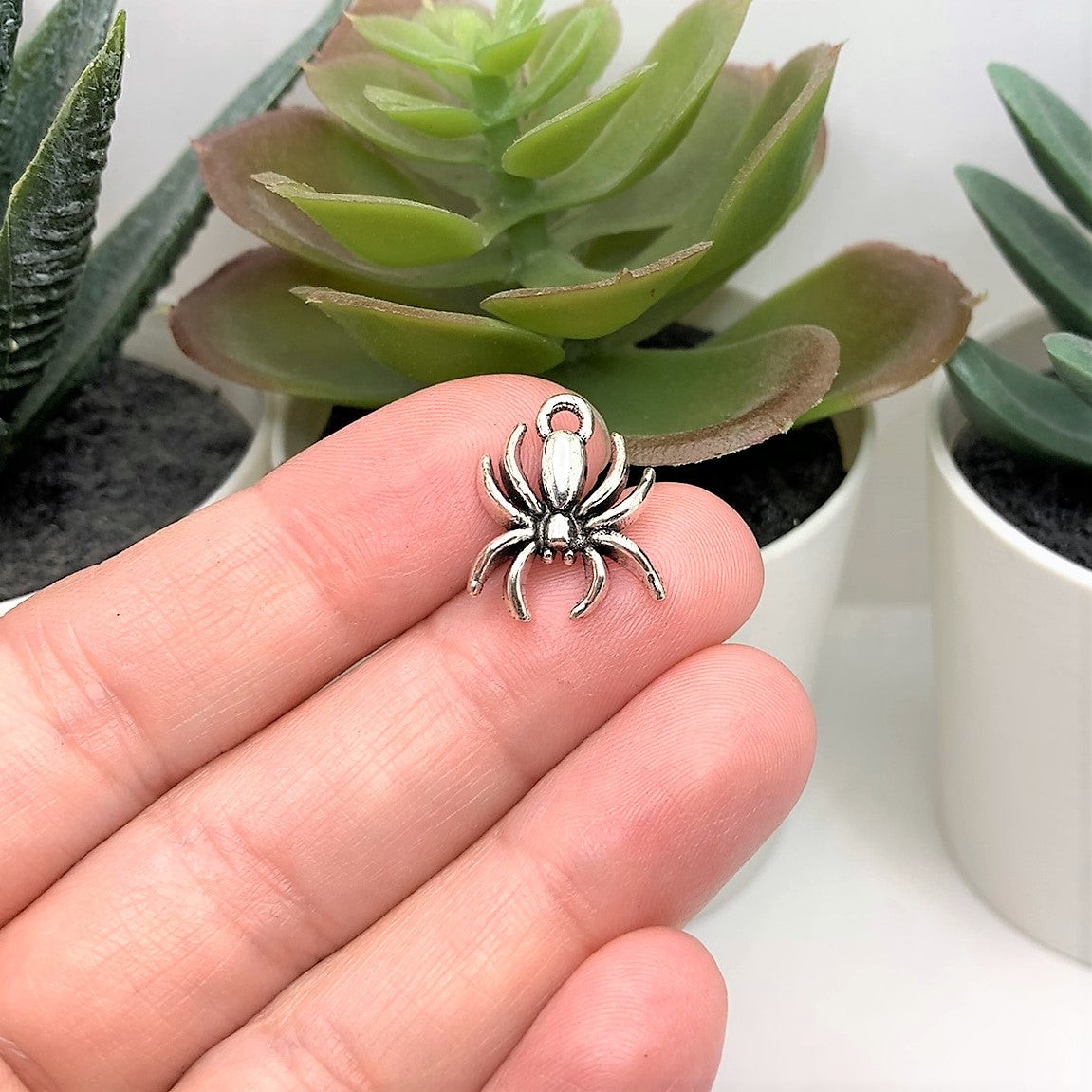 Silver Hanging Spider Charm, 18x14mm – US Seller