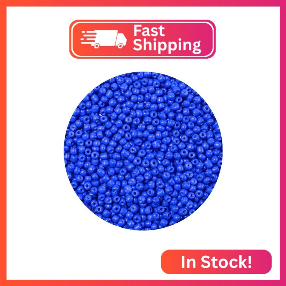 GAGANIU 2000pcs Blue Glass Seed Beads, Colorful Tiny 4mm Beads for Jewelry Makin