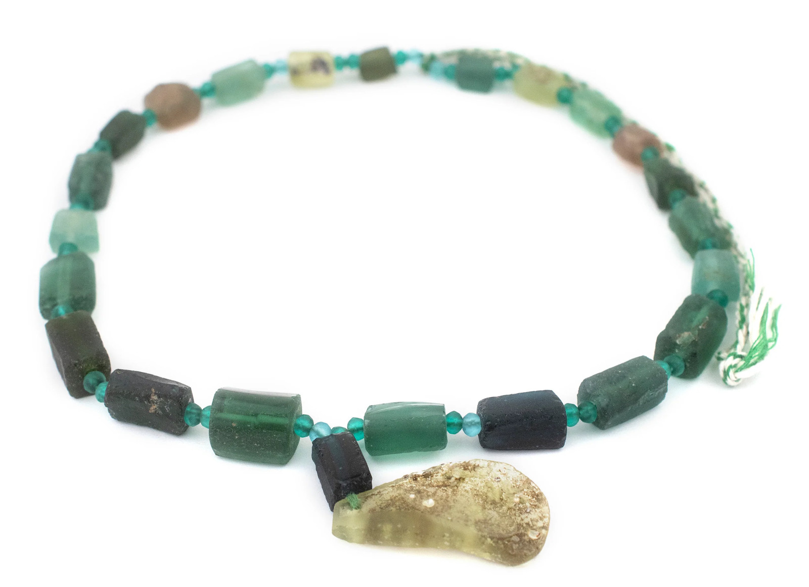 Rectangular Ancient Roman Glass Beads Dark 11mm Afghanistan Green Rectangle