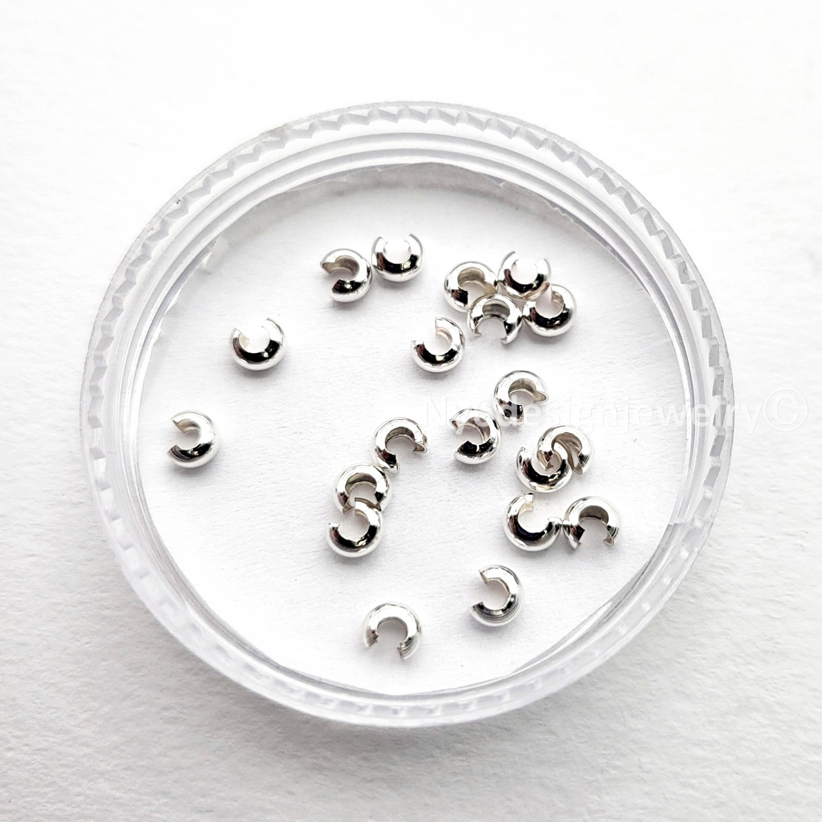 925 Sterling Silver Crimp Cover Beads 3mm – 20pcs Spacer Jewelry Findings