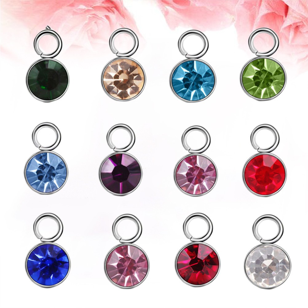12 Pcs Crystal Birthstone Pendants Charms for Crafting People Birthday