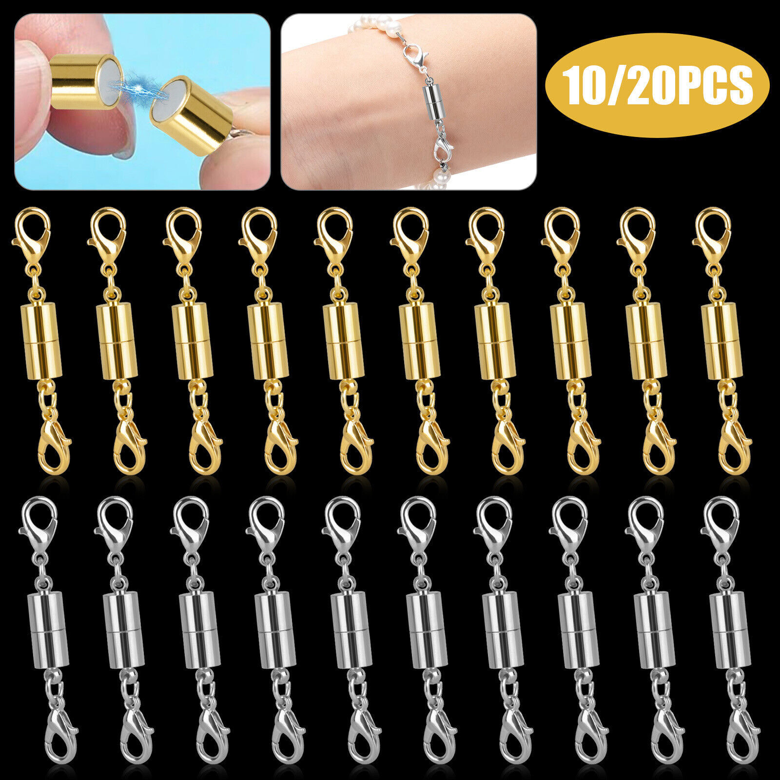 Strong Magnetic Lobster Claw Lock Clasps Necklace Bracelet Jewelry Hook Extender
