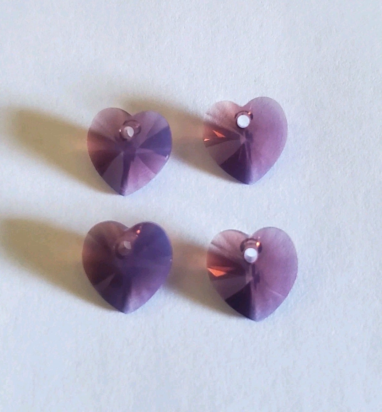 Swarovski 6228 10mm Heart Pendant Charm Cyclamen Opal (4pcs)