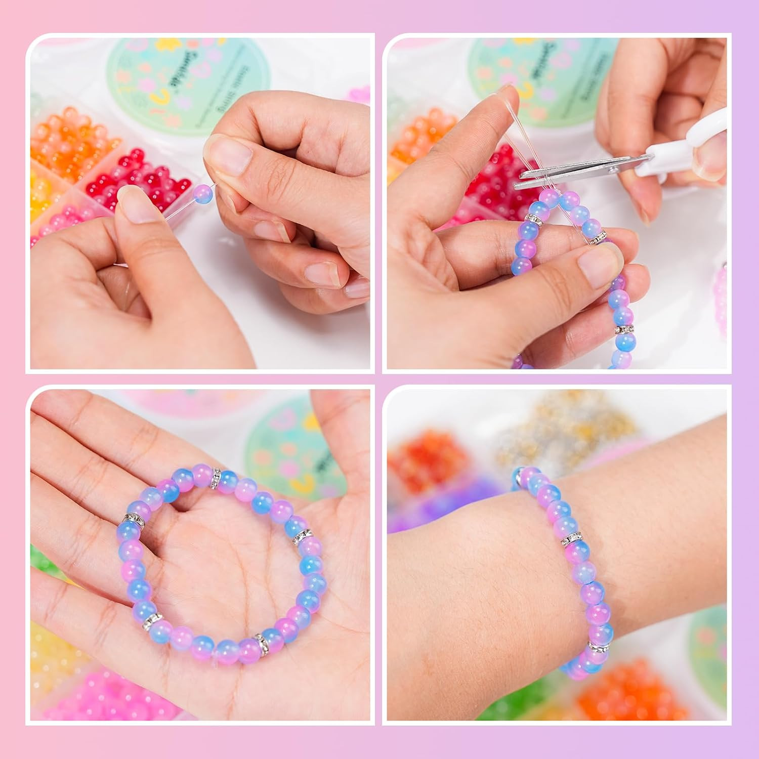 Glass Beads for Bracelets 1400Pcs Bracelet Making Kit 6Mm Glass Bead for Jewelry