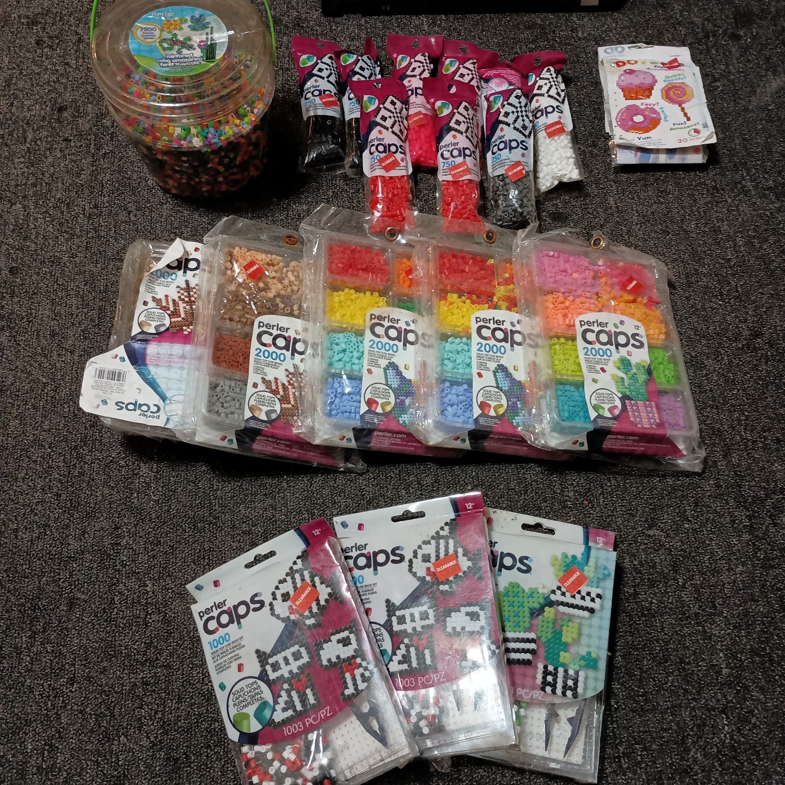 Perler Caps mixed-LOT, 25000+ PCS, SEALED kits trays bags + DOTZ bonus!