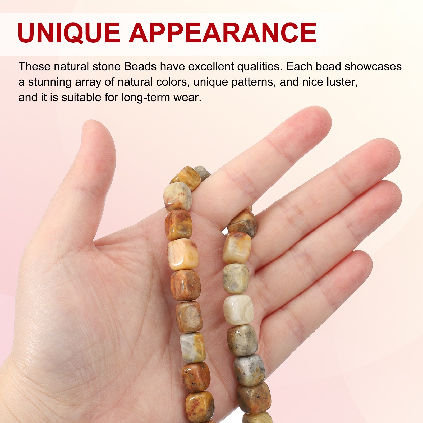 Natural Stone Gemstone Beads 15″ 12x8mm Cuboid Spacer Bead, Brown Grey