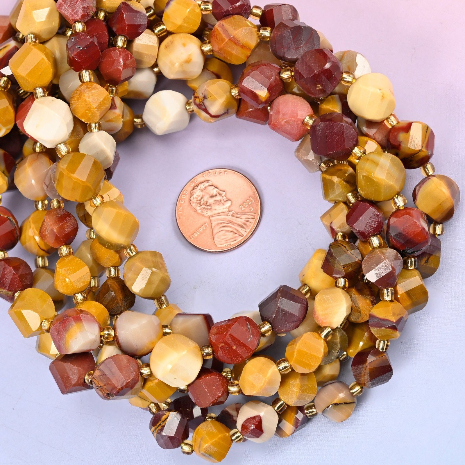 Mookaite Faceted Spiral Twist Beads: Size 8mm 10mm, Jewelry Making